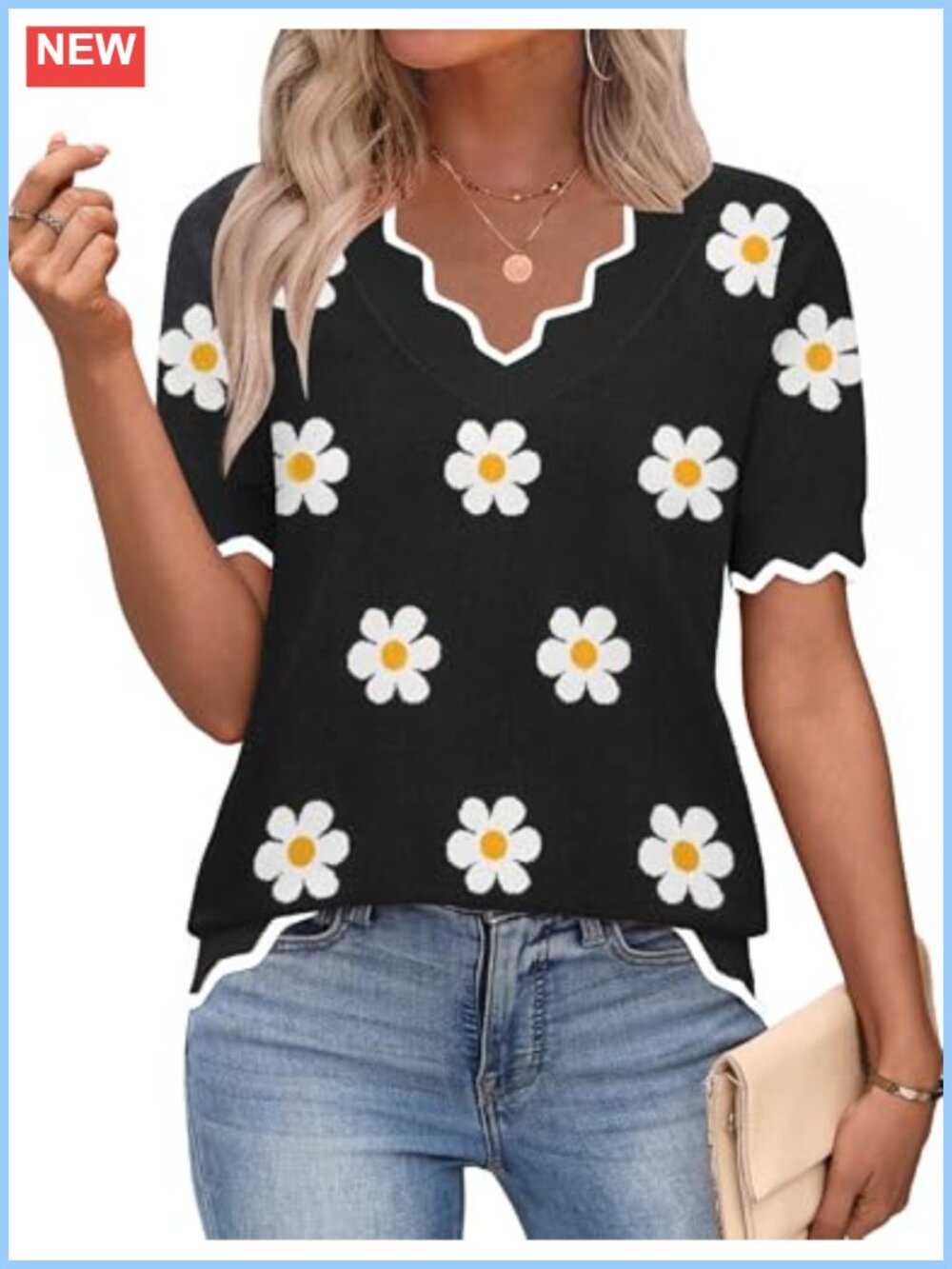 Women's Short Sleeve V-Neck Knit Sweater 100% Viscose Summer Top
